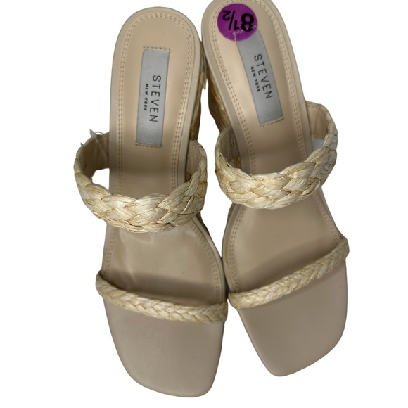 Steven by Steve Madden Straw Rattan Strappy chunky heels sz‎ 8.5 - Picture 4 of 8